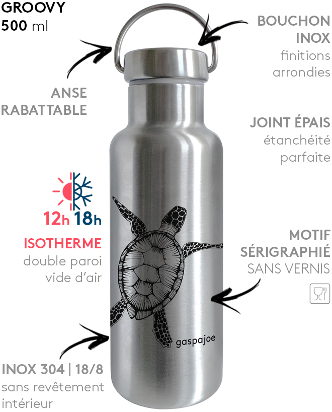 Bouteille Isotherme 500ml Groovy Tortue