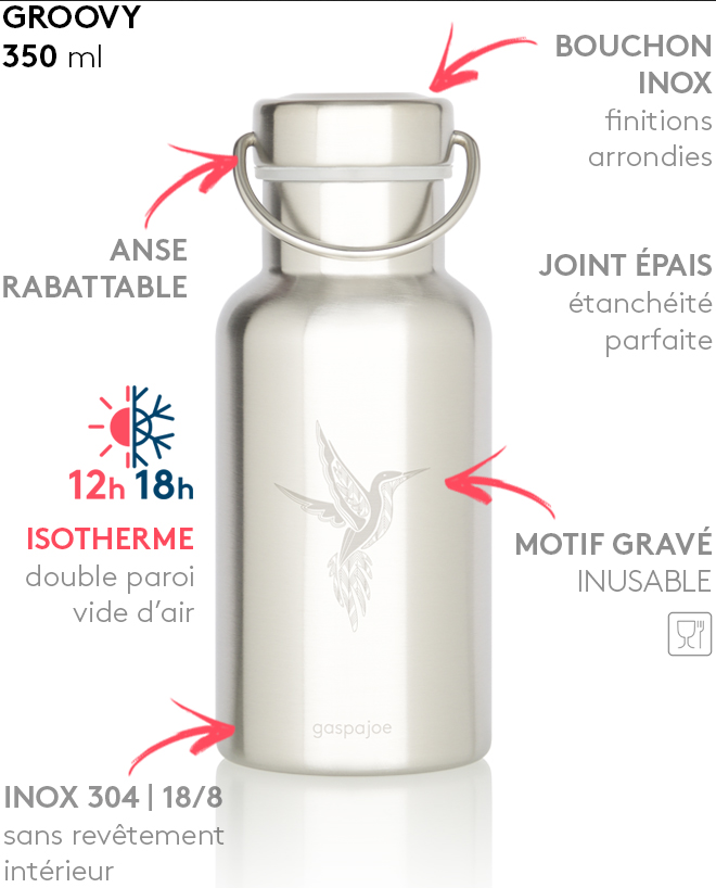 Bouteille Isotherme 350ml Groovy Colibri