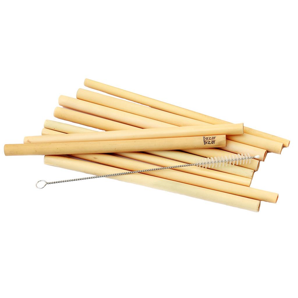 Pailles en bambou (x10) + goupillon